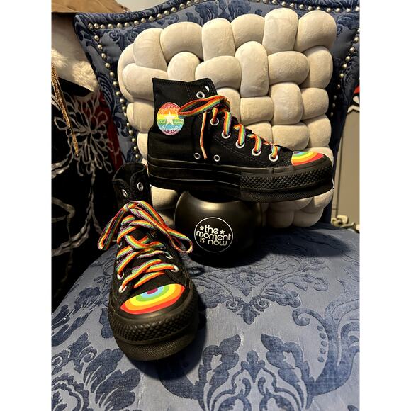 Converse Black High Top Rainbow Pride size 5.5/EU36 - Picture 1 of 5